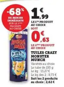 Hyper U Tuiles Crazy Monster Munch offre