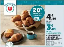 Super U 4 Croissants + 4 Pains au Chocolat offre