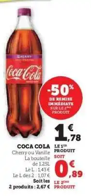 Super U Coca Cola Cherry ou Vanille offre