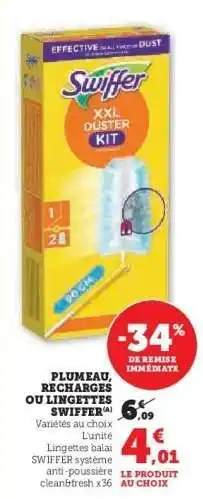 Super U Plumeau, Recharges ou Lingettes Swiffer offre