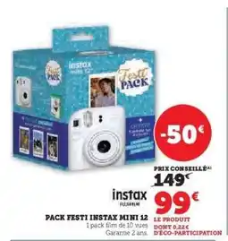 Hyper U Pack Festi Instax Mini 12 offre
