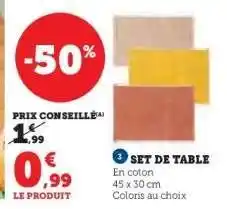 Hyper U Set de table offre