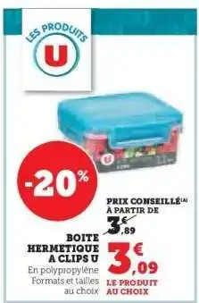 Hyper U Boîte Hermétique à Clips U offre