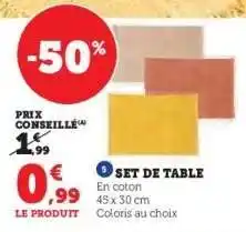 Super U Set de table offre