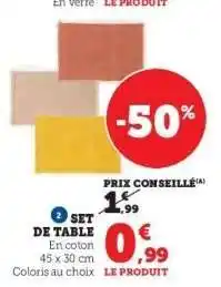 Super U Set de table offre