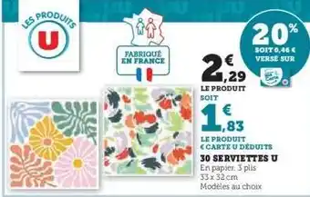 Super U 30 Serviettes U offre