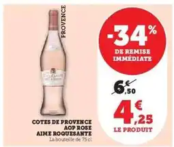 Hyper U Cotes de Provence AOP Rosé Aime Roquesante offre