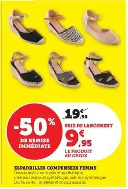 Hyper U ESPADRILLES COMPENSEES FEMME offre