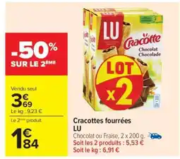 Carrefour Cracottes Fourrées Lu offre