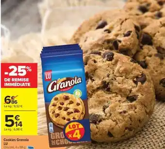 Carrefour Cookies Granola LU offre