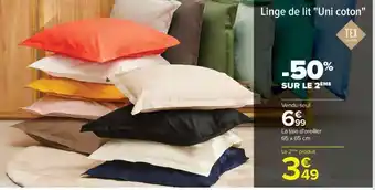 Carrefour Linge de lit ''Uni coton'' offre