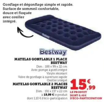 U Express Matelas gonflable 1 place bestway offre