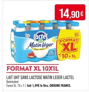Match LACTEL Lait uht sans lactose matin léger offre