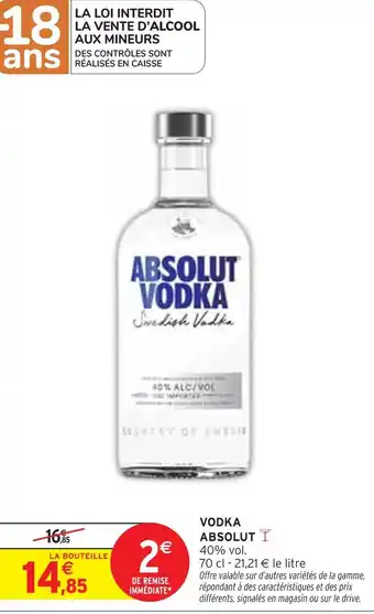 Intermarché Absolut Vodka offre