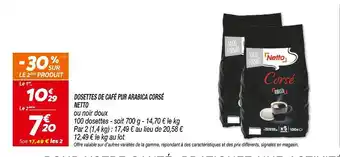 Netto NETTO Dosettes de café pur Arabica Corsé offre