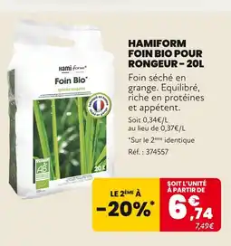 Animalis HAMIFORM Foin bio pour rongeur – 20l offre