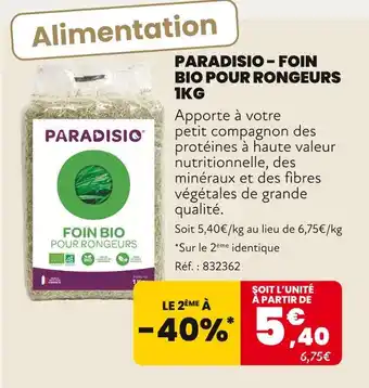 Animalis Paradisio Foin Bio pour rongeurs 1kg offre