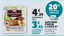 Hyper U Saucisses fumees a cuire u offre
