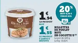 Hyper U Rillettes de poulet roti en cocotte u offre