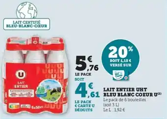 Hyper U Lait entier uht bleu blanc coeur u offre