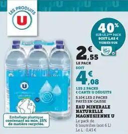 Hyper U Eau minerale naturelle magnesienne u offre