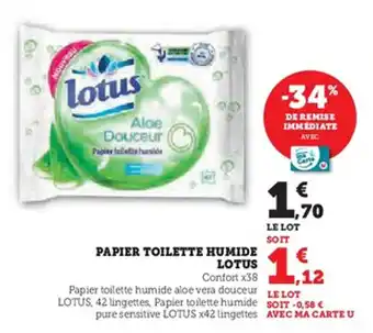 Hyper U Papier toilette humide lotus offre