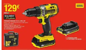 Brico Dépôt Perceuse Visseuse 18 V Li-ion 2 Ah Stanley Fatmax offre