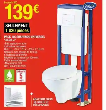 Brico Dépôt Pack Wc Suspendu Universel offre