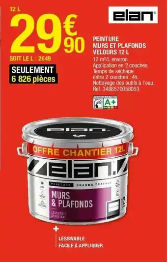 Peinture Murs Et Plafonds Velours 12 L Elan