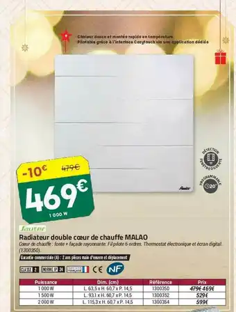 Bricorama Radiateur Double Coeur De Chauffe Malao Sauter offre