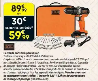 Bricorama Perceuse Sans Fil à Percussion Black+decker offre