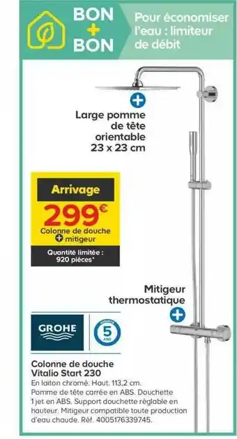 Castorama Colonne De Douche Vitalio Start 230 Grohe offre