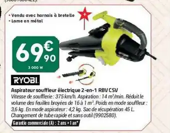 Bricorama Aspirateur Souffleur électrique 2-en-1 Rbv Csv Ryobi offre
