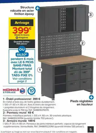 Castorama établi 6 Tiroirs offre