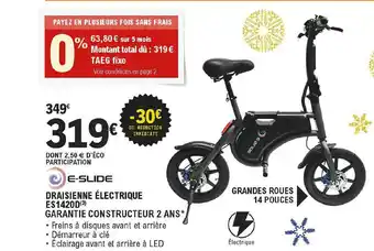 E.Leclerc L'Auto Draisienne électrique Es1420d E-slide offre