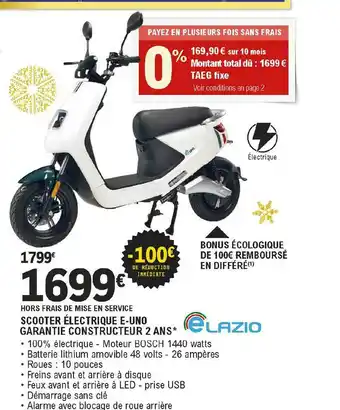 E.Leclerc L'Auto Scooter électrique E-uno Elazio offre