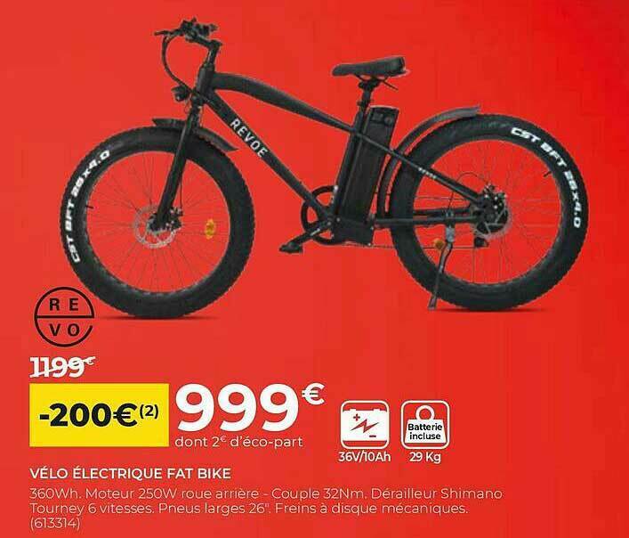 Promo V lo lectrique Fat Bike chez Feu Vert