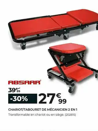 Feu Vert Chariot-tabouret De Mécanicien 2 En 1 Absaar offre