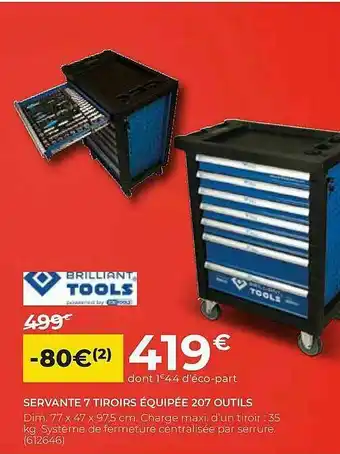Feu Vert Servante 7 Tiroirs équipée 207 Outils offre