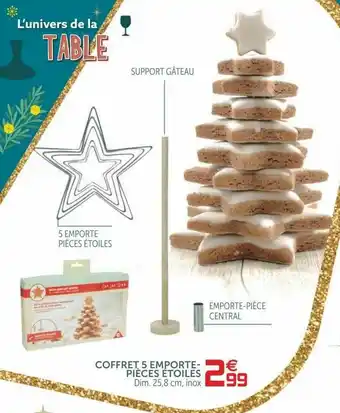 Gifi Coffret 5 Emporte-pièces étoiles Dim. 25.8 Cm Inox offre