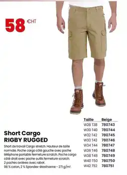 Au Forum du Bâtiment Short cargo rigby rugge3 offre