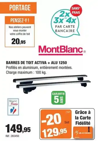 Autobacs Barres de toit activa + alu 1250 offre
