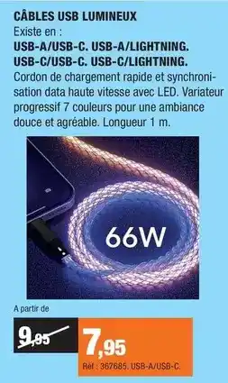 Autobacs Câbles usb lumineux offre