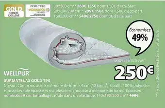 JYSK Surmatelas Gold T90 Wellpur offre