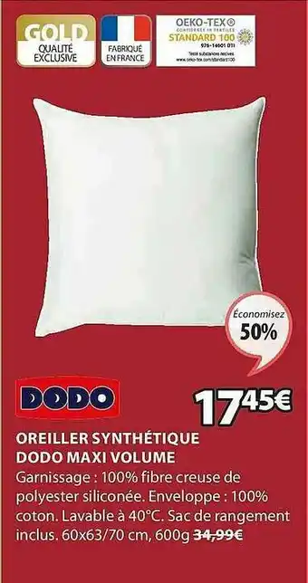 JYSK Oreiller Synthétique Dodo Maxi Volume offre
