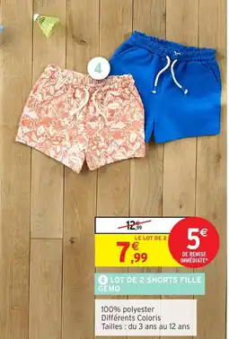 Intermarché Hyper Lot de 2 shorts fille gémo offre