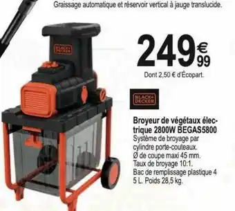 Tridôme Broyeur De Végétaux électrique 2800w Begas5800 Black+decker offre