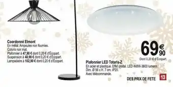Tridôme Coordonné Elmont, Plafonnier Led Totaris-z offre