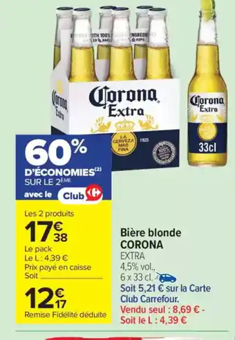 Carrefour Market CORONA Bière blonde offre