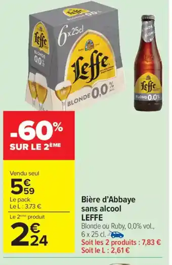 Carrefour Market LEFFE Bière d'Abbaye sans alcool offre